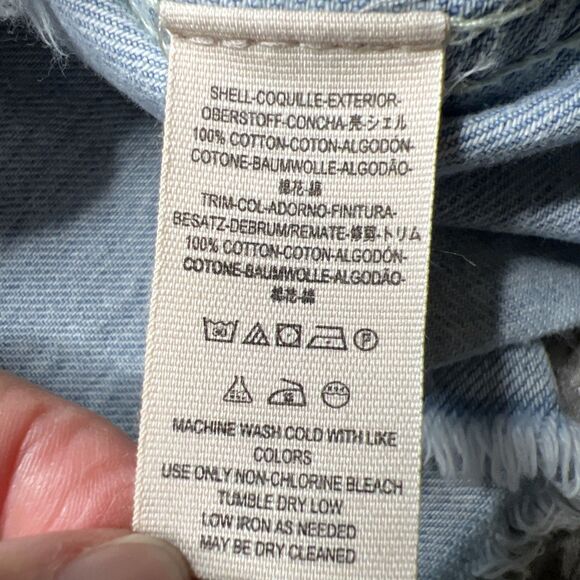 Free People NWT Baja Hooded Jean Denim Jacket Medium Boho Aztec Southwest READ - Picture 7 of 10